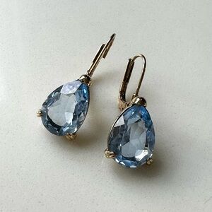 AGATHA PARIS Light Blue Teardrop Earrings Gold Tone